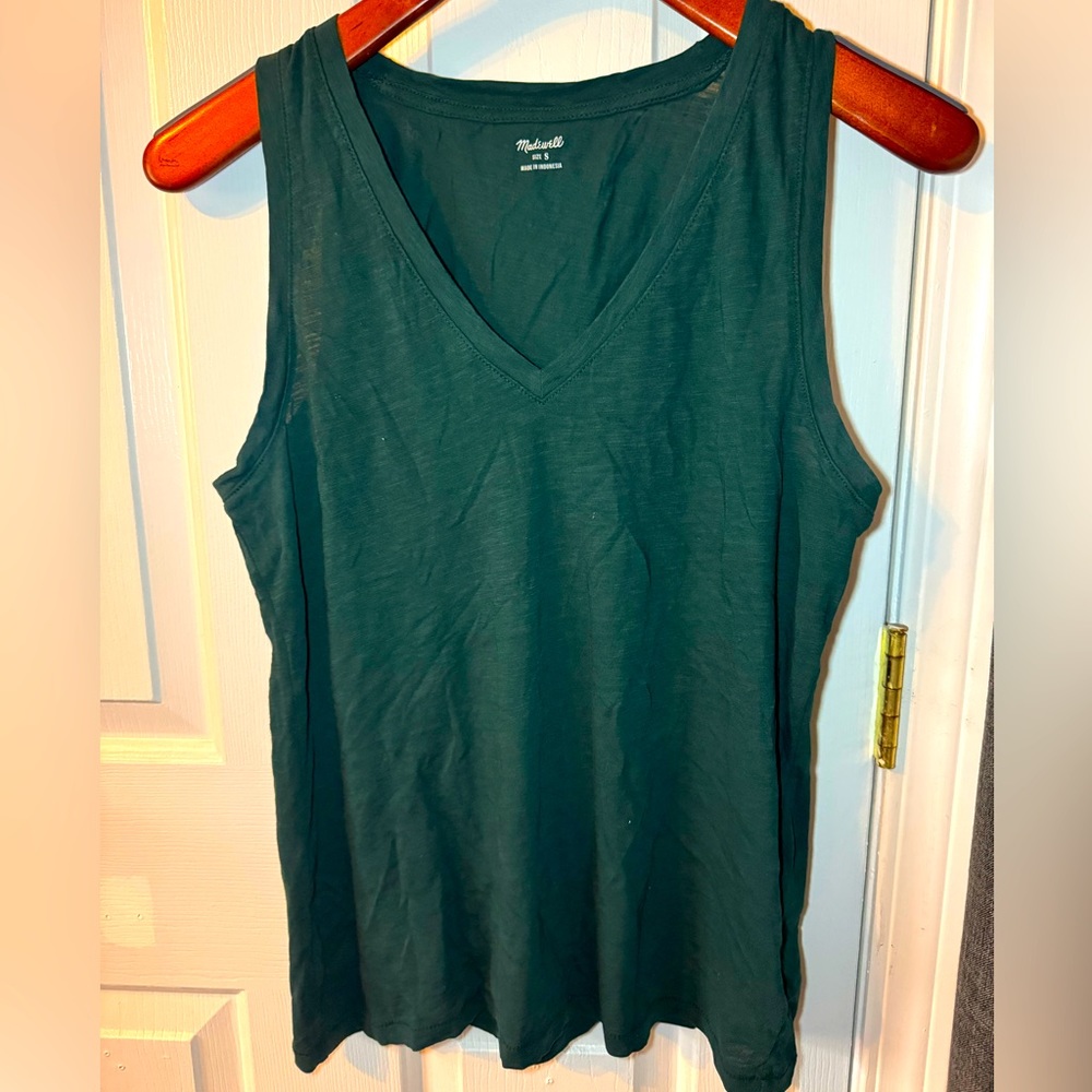 NWOT Madewell Women's Hunter V Neck Green Tank Top Size Small